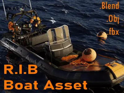 Luxury RIB Boat Asset  3D model