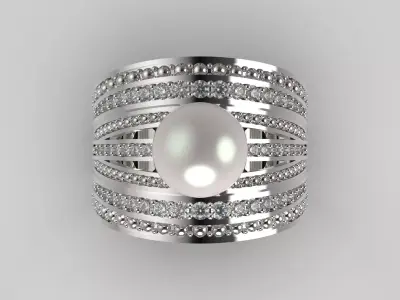 The Floating Pearl Statement STL 3D Ring model pr0030 3D print model