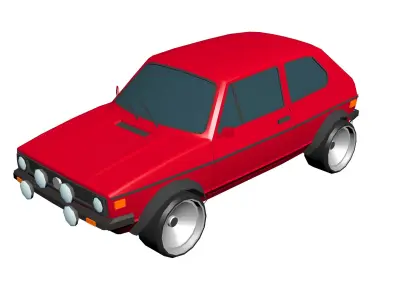 Volkswagen Golf Hypercasual Low-poly 3D model
