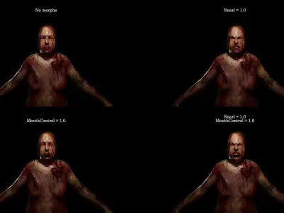 Zombie - Bloated Female Low-poly 3D model