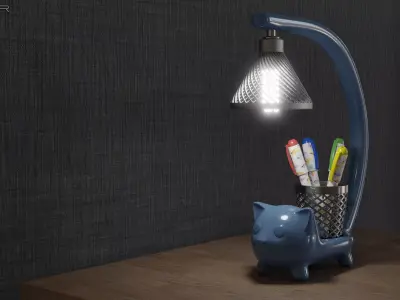 Cat-shaped desk lamp Low-poly 3D model