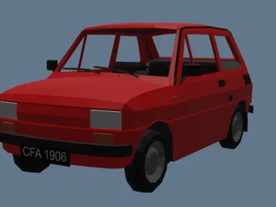 Low Poly Interactive Fiat 126p Low-poly 3D model