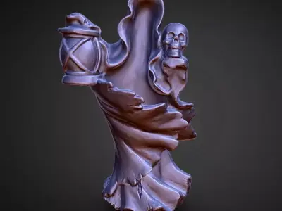 halloween decoration dementor holding skull 3D print model