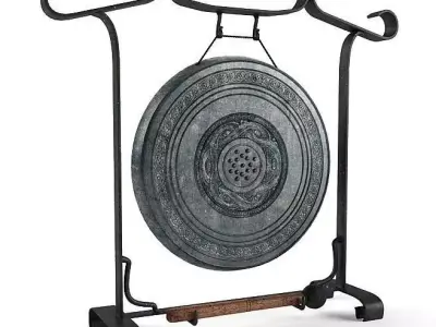 Gong  Black And Wood 3D model