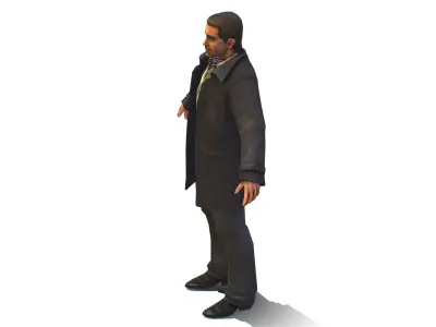 man with a vest trouser and black coat Low-poly 3D model