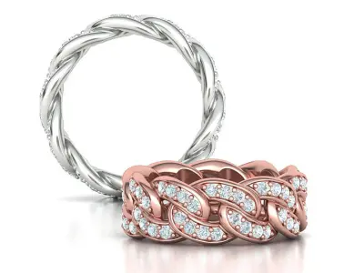 DIAMOND Cuban Link Heavy Chain Ring 9mm Wide 9US Size 3dmodel 3D print model