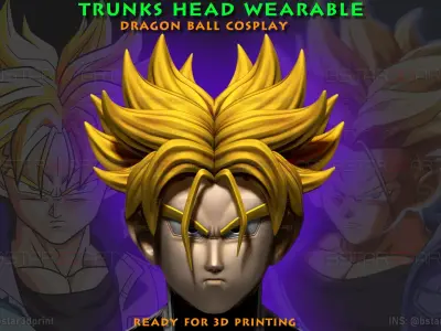 Trunks Head Wearable -Dragon ball Z Cosplay and Decoration 3D print model