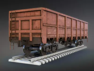 Railroad Open Wagon Low-poly 3D model