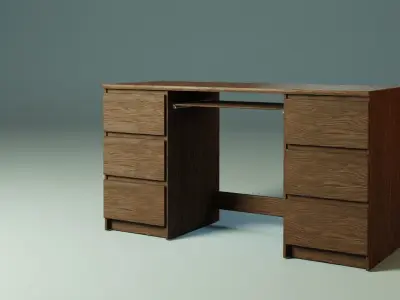 Dark Brown Desk 3D model