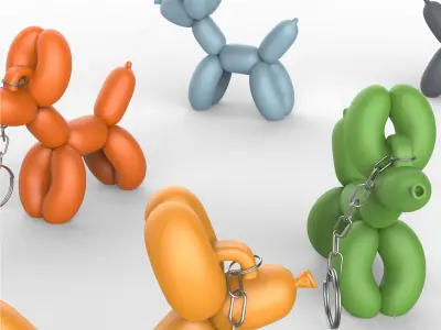 3D Balloon Dog Keychain - Dog Lover Gift for 3D print model