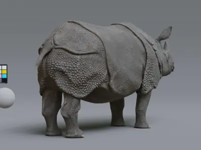 indian rhino Low-poly 3D model