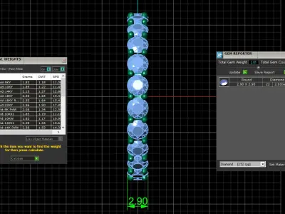 U Shaped Eternity Ring 2 point 9 mm stone size swiss 15 and EU55 3D print model