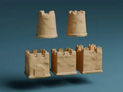 Sand castles Low-poly 3D model