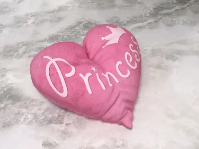 Heart Pillow - Princess Text 3D model