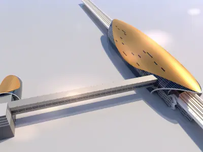 dubai metro stations with train 3D model