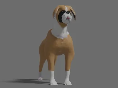 boxer dog Low-poly 3D model