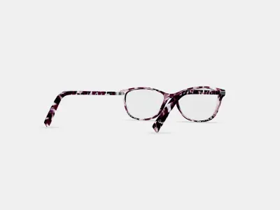 Daisy Eyeglasses in Violet Quartz Crystal with Polished Silver 3D model