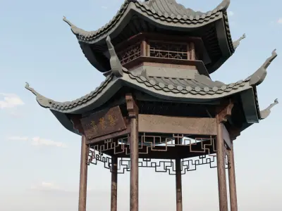 Chinese Ancient Architecture - jixianting Low-poly 3D model
