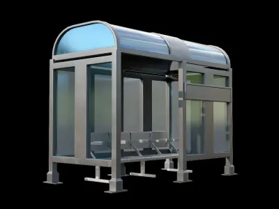 Game Ready Bus Stop 1 Low-poly 3D model