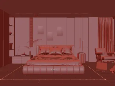 Light luxury bedroom 3D model