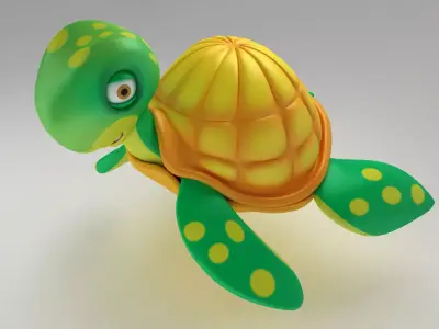 Aquatic turtle toon 3d model 3D model