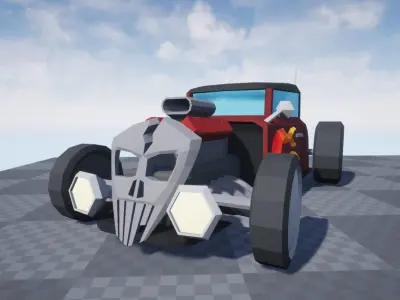 Hot Rod Polygonal Car Model - Game Ready Low-poly 3D model