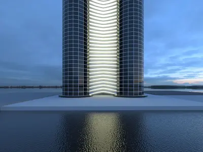 Futuristic  building   Low-poly 3D model