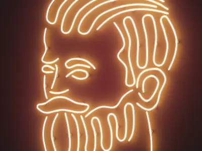 Neon Set 3 barber shop sign 3D model