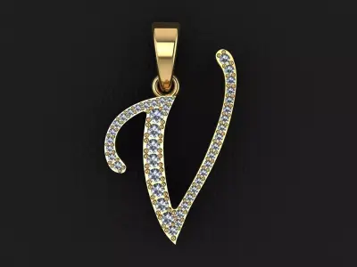 letter V pendant 3D print model