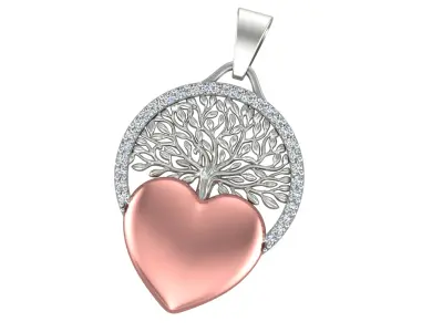 Tree of Life Heart Pendant 3D print model