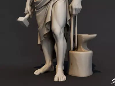 Hephaestus Statue Low-poly 3D model