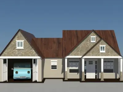 House with a car - autodesk 3Ds Max modelling 3D model