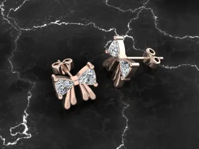 Jewelry Earring Trillion Diamond 3D print model