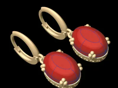 Luxury Classic Earing - Red Opal 3D print model