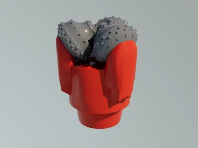 Tricone Drill Bits for Rock Drilling Low-poly 3D model