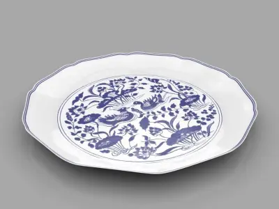 Chinese Classic Porcelain with PBR material - Plate 1 3D model