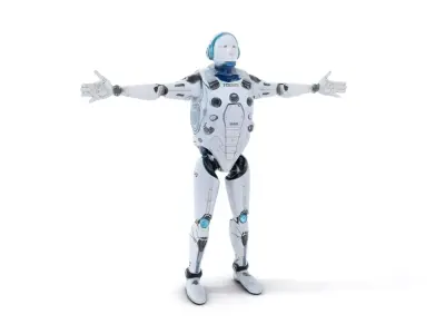 Futuristic Silver Robot model pack Low-poly 3D model