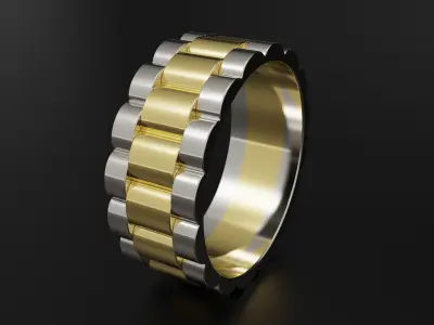 wideng ring two tone 8mm wide size 52 3D print model