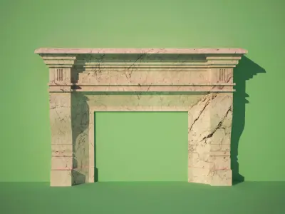 Fireplace design 3d model 05 with materials collection Low-poly 3D model