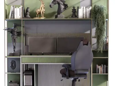 worktable set with sculpture set 772 Low-poly 3D model