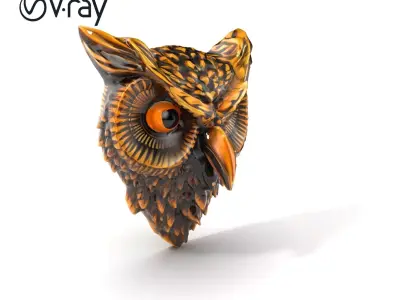 Owl Head Door Handle Bronze Sculpture model pack Low-poly 3D model