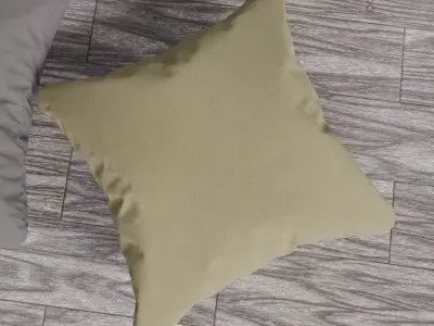 Square Cushion Set 4 Unique Meshes 4 Colors Decorative Pillows Low-poly 3D model