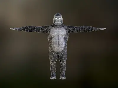 Gorilla game ready model with pbr textures Low-poly 3D model