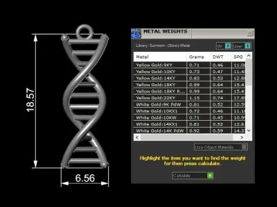 DNA 3dprint gold pendant 3D print model