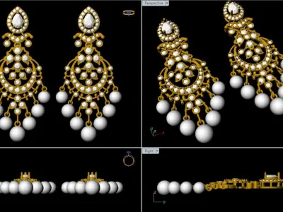 EARRINGS with diamonds and pearls made for you 3D print model
