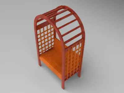 Arbor 1 wooden bench with arched design 3D model