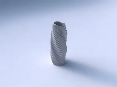 Vase twisted hexagon with wavy extruded lines 2 3D print model