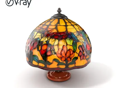 Antique Stained Glass Lampshade Artisanal Craft model pack Low-poly 3D model