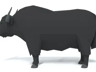 Low Poly Cartoon Yak Low-poly 3D model
