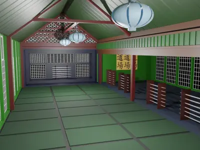 Dojo Hall Low-poly 3D model